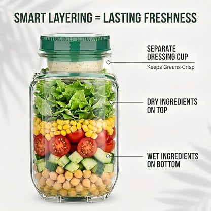 FreshLock Salad Pod Jar – Portable Leakproof Salad Container for Healthy Meals
