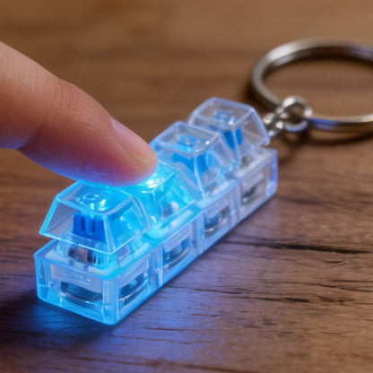 Mechanical keyboard switch tester keychain — 4-switch acrylic sampler with blue clicky switches